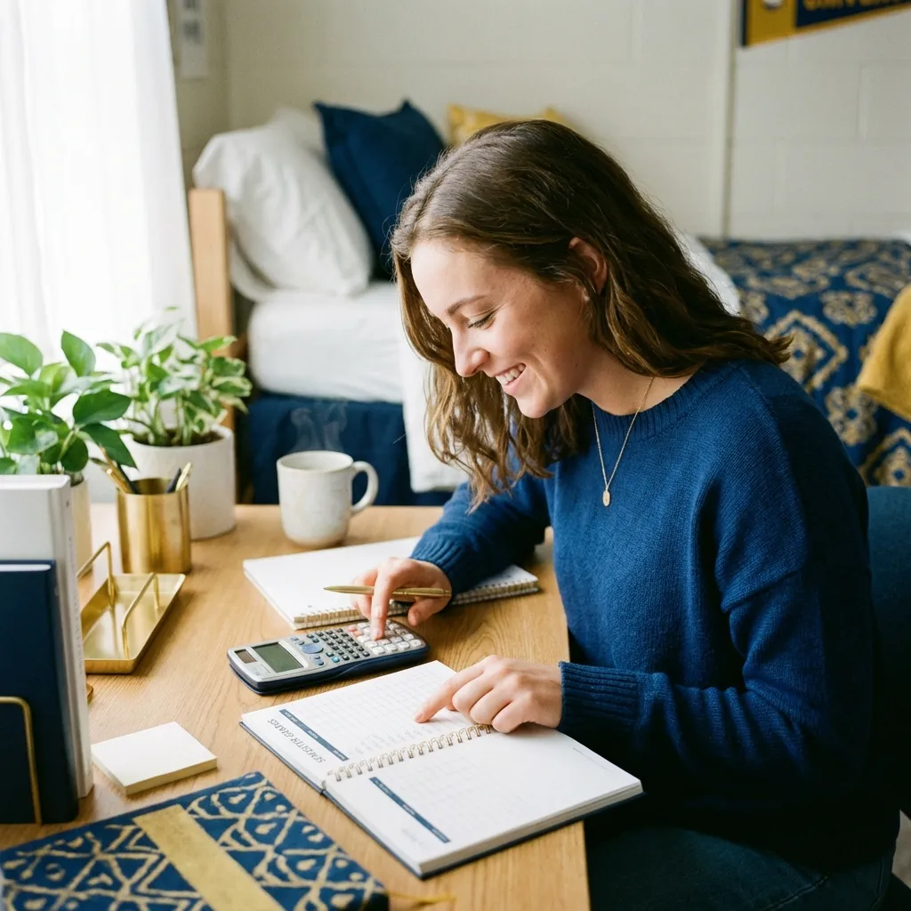 Studenten-Schreibtisch beim Lernen mit Noten-Planer