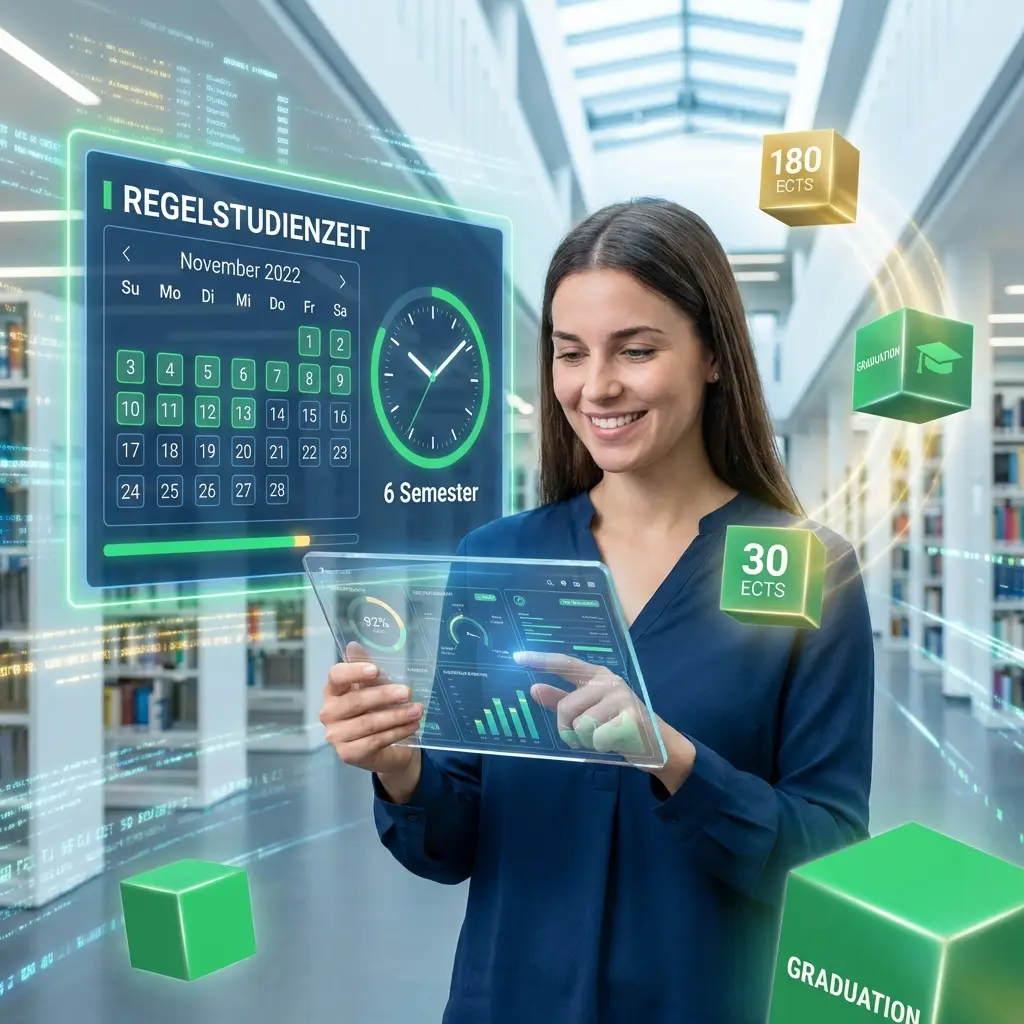 Studentin plant ihr ECTS Pensum digital