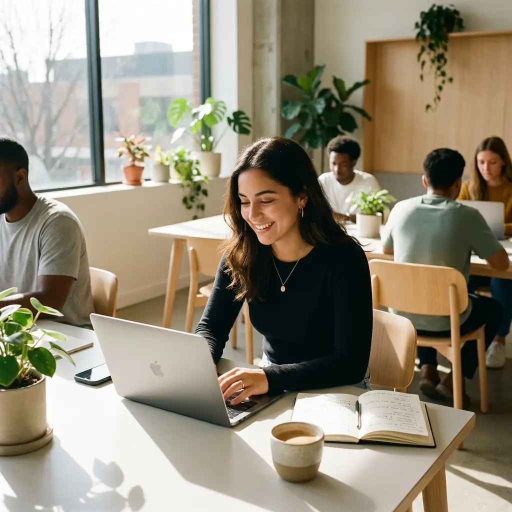 Student prüft seine Finanzen und Nebenjobs am Laptop